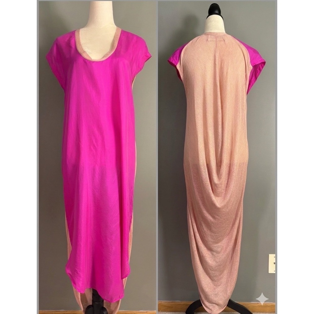 By Malene Birger Precillia Dress M Silk Linen Mixed Media Barbiecore Resort Luxe